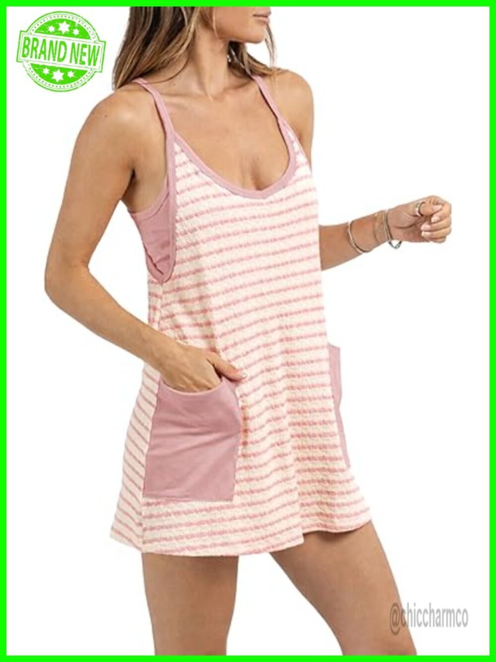 Sleeveless Mini Dress with Built-in Shorts and Pockets